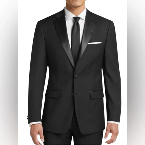 🖤 EUC CALVIN KLEIN Black Single-Breasted Tuxedo Jacket | 100% Wool | Men’s 46L - Picture 1 of 11